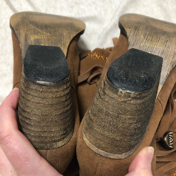 Very Volatile Leather Suede Fringe Boots Size 6.5 Western Festival Rodeo Cowboy - Picture 5 of 13